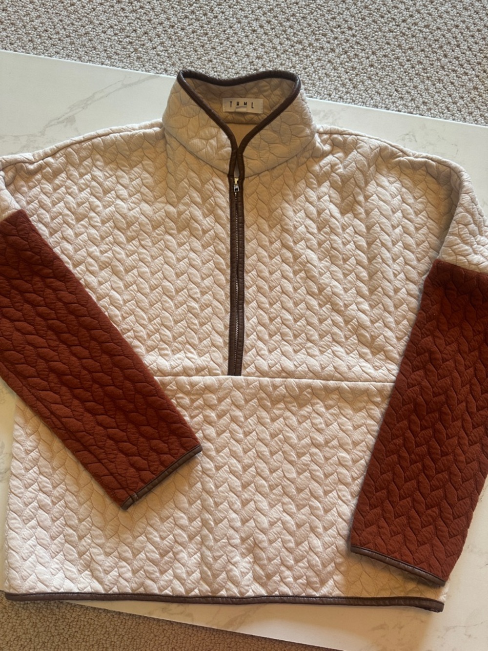 Thml quilted pullover. Excellent condition worn once. Size XS. Rust cream brown